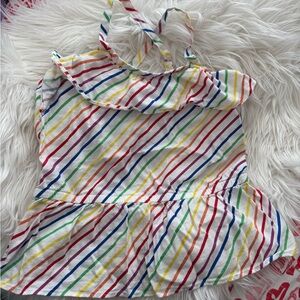 Lands' End white and rainbow tank - girls size 10/12 L